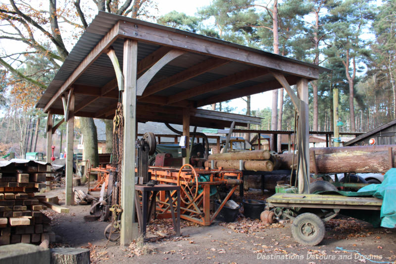 A working wood yard at the Rural Life Centre in Tilford, Surrey showcasing over 150 years of British rural life