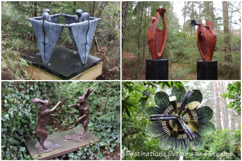  small sculptures at Churt Sculpture Garden