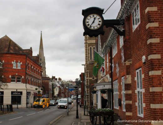 History and British Charm in Farnham. Farnham is a historic British market town located on the western edges of Surrey in the rolling Surrey Hills. It is known for its Georgian streets, historic buildings, craft heritage, and easy access to the North Downs Way.