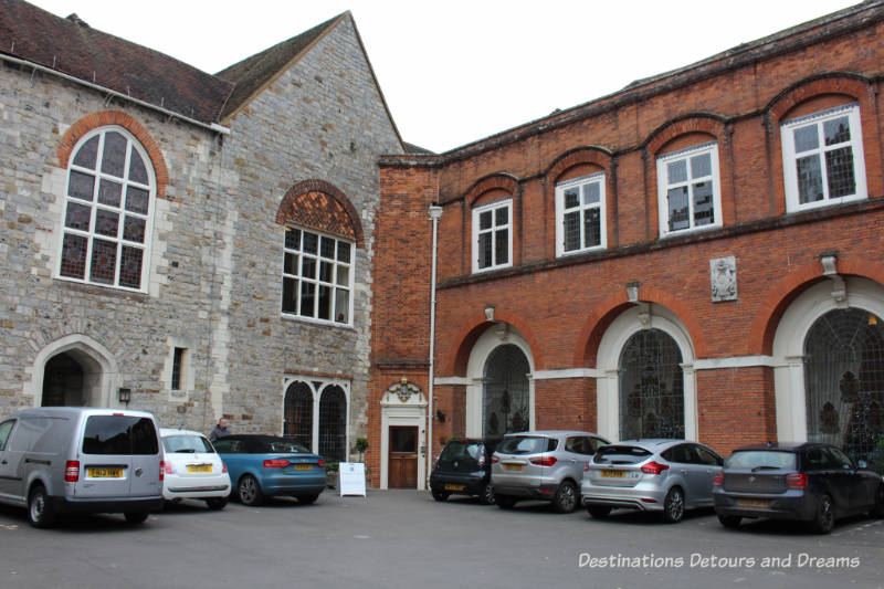 Bishop's Palace at Farnham castle. History and British Charm in Farnham. Farnham is a historic British market town located on the western edges of Surrey in the rolling Surrey Hills. It is known for its Georgian streets, historic buildings, craft heritage, and easy access to the North Downs Way.