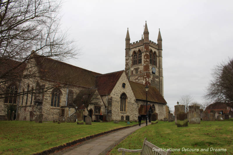 St. Andrew's Church, Farnham. History and British Charm in Farnham. Farnham is a historic British market town located on the western edges of Surrey in the rolling Surrey Hills. It is known for its Georgian streets, historic buildings, craft heritage, and easy access to the North Downs Way.