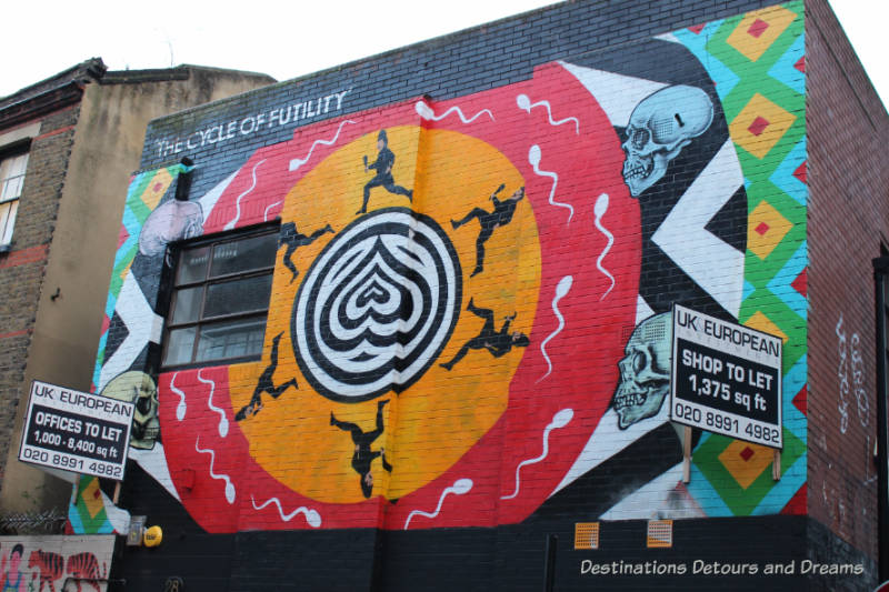 London street art in Shoreditch: The Cycle of Futility by INSA