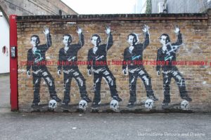 London street art in Shoreditch; Don't Shoot by London street artist Bambi