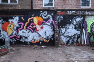 London street art in Brick Lane; in the Seven Stars Car Park