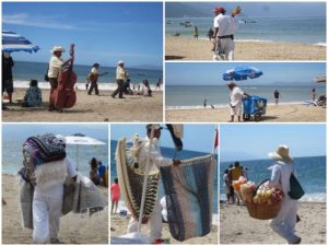 Vendors along the beach in Puerto Vallarta, Mexico