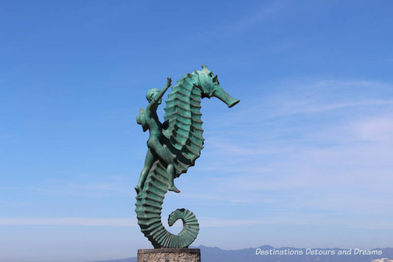 Strolling the Puerto Vallarta Malecón: Boy on Seahorse statue