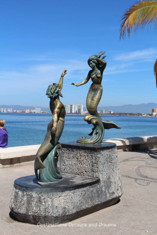 Seaside Sculptures Along the Malecón in Puerto Vallarta, Mexico: Triton and Mermaid