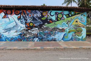 Puerto Vallarta street art: stylized angry fish