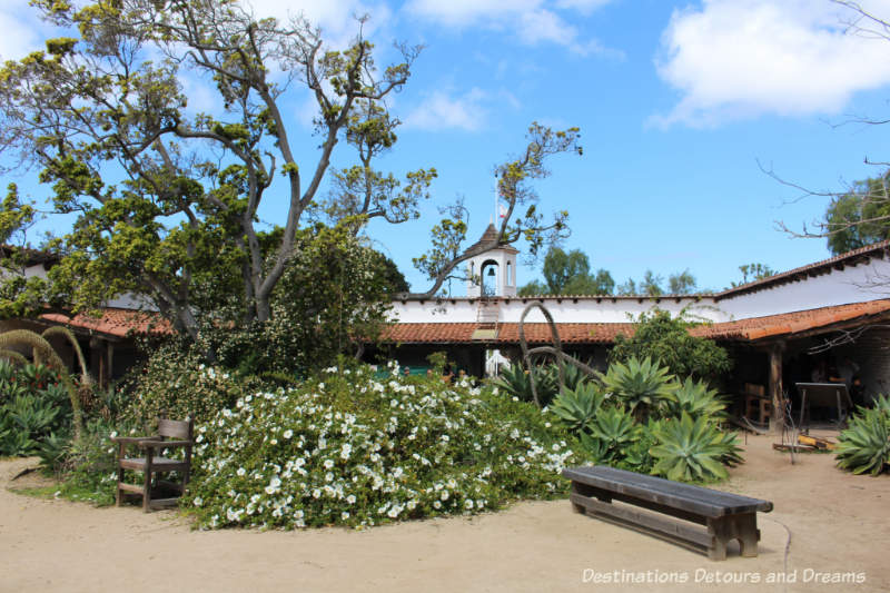 Courtyard of La Casa de Estudillo historic adobe house in Old Town San Diego