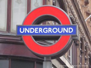 Underground sign in London -things to know when visiting England