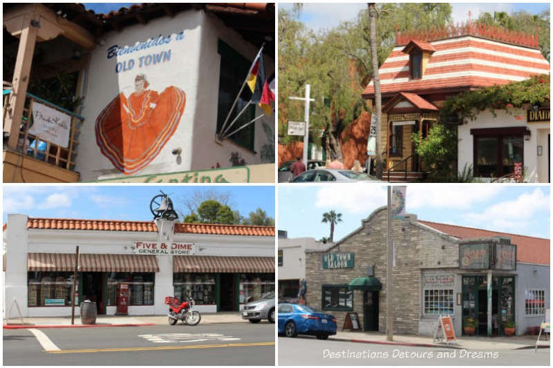 A collection of buildings in the historic neighbourhood of Old Town San Diego