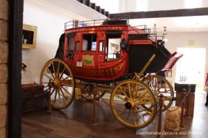 Original Wells Fargo coach from 1868 housed in a museum in Old Town San Diego State Historic Park