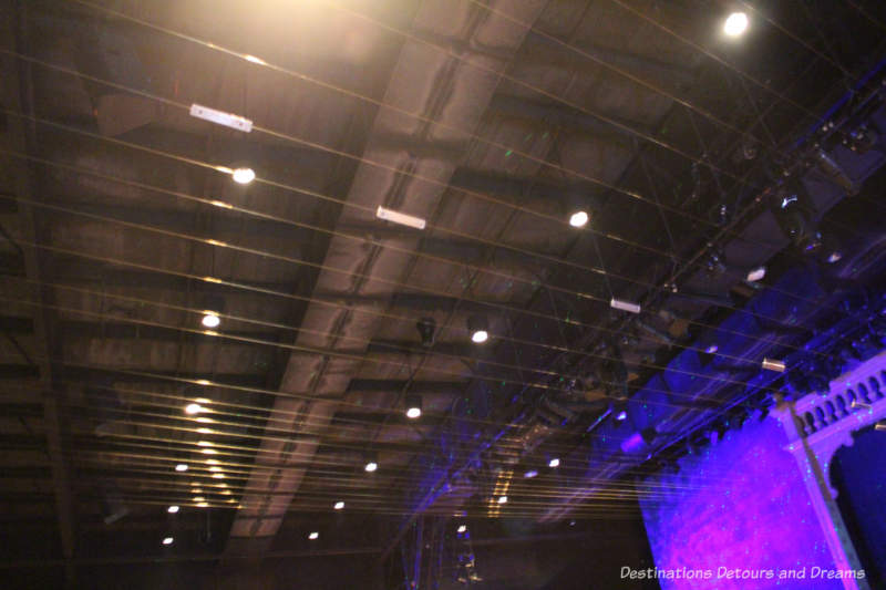Strings along the ceiling at an Earth Harp perfirmance