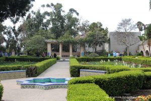 Tilework and pergola in Balboa Park Alcazar Garden