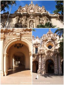 Casa del Prado architectural features,Balboa Park, San Diego, California