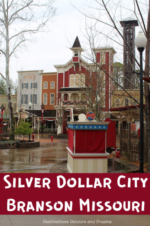 Silver Dollar City in Branson, Missouri is an 1880s style them park with historical buildings in an Ozark mountain village setting, amusement park rides, and craftsmen demonstrating heritage crafts. #Branson #Missouri #themepark #heritage #craftsmen