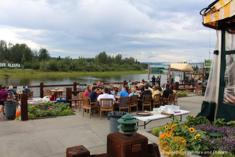 Dinner on the patio of Pike's Landing in Fairbanks, Alaska