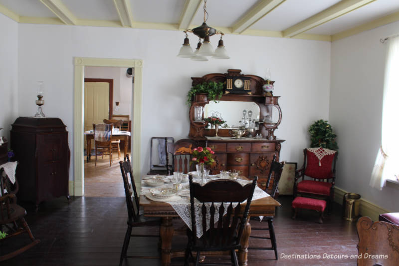 Dining room of Nellie McClung house at museum in Manitou, Manitoba