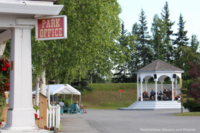 Evening concert in gazebo in Pioneer Park in Fairbanks, Alaska