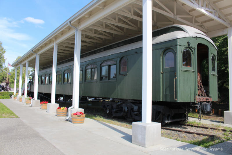 Harding Car railroad car on display in Pioneer Park in Fairbanks, Alaska