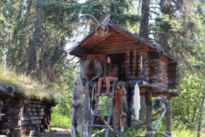 Athabascan cache house at Chena Village, Fairbanks, Alaska