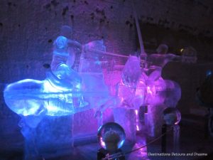 Jousters on horseback ice sculpture at Aurora Ice Museum at Chena Hot Springs Resort