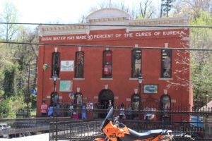 Basin Springs Bath House building in Eureka Springs, Arkansas now contains businesses and shops