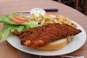 Halibut burger at Pike's Landing in Fairbanks, Alaska