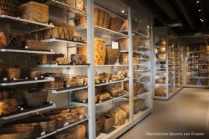 A collection of First Nations basketry at Museum of Anthropology