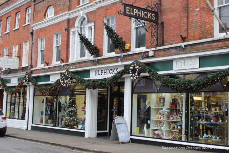 Christmas Decorations on Elphicks store in Farnham, England