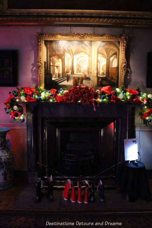 Decorated fireplace and mantel at Petworth House, England