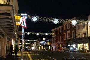 The streets of Farnham, England decorated for Christmas