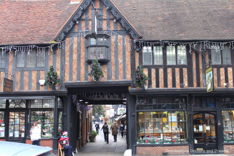 Decorated store front during a Christmas in England