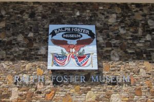 Sign on front of the Ralph Foster Museum in Branson, Missouri