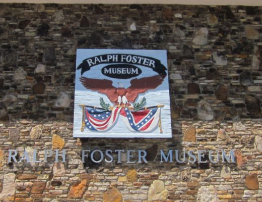 Sign on front of the Ralph Foster Museum in Branson, Missouri