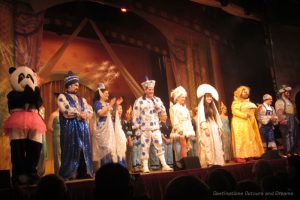 Cast on stage at end of pantomime Aladdin