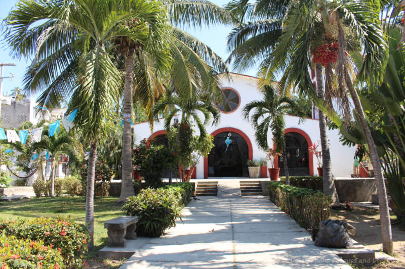 The peaceful grounds of Our Lady of Peace Church in Bucerías, Mexico