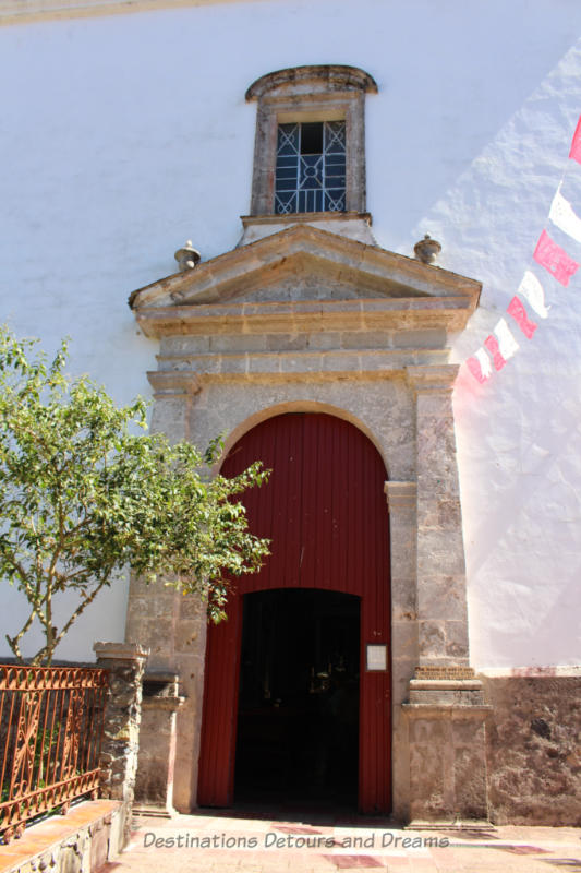 Entrance to Iglesia de San Sebastián in San Sebastián del Oeste, Mexico