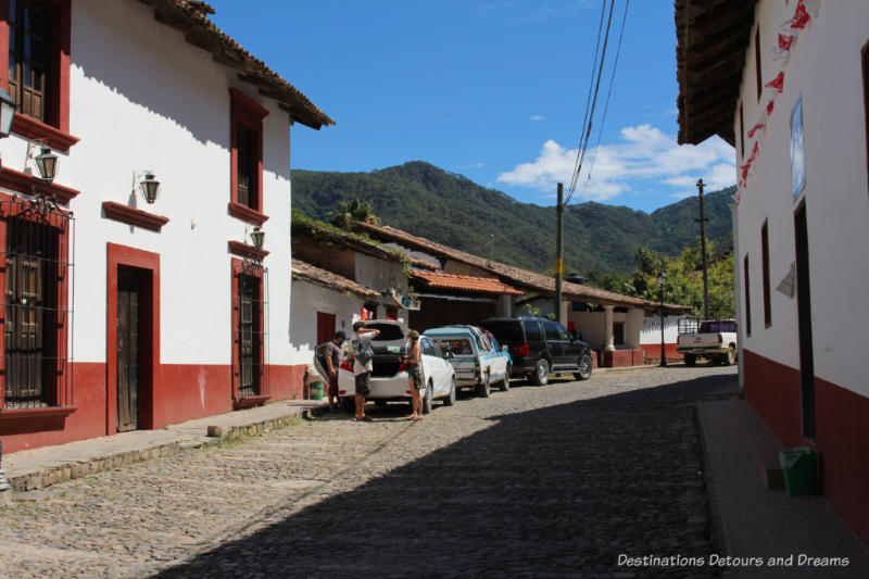 Cobblestoned street of San Sebastián del Oeste, Mexico