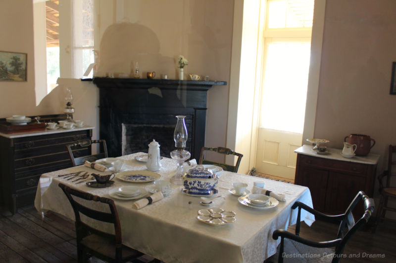 Dining room in Commanding Officer Quarters at Yuma Quartermaster Depot