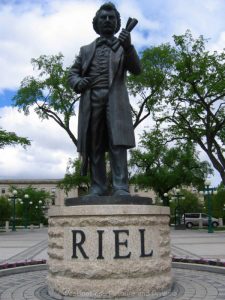 Louis Riel statue on the ground of the Manitoba Legislative Building, Winnipeg, Canada
