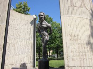 Louis Riel statue by Marcien Lemay on the grounds of St. Boniface College in Winnipeg, Manitoba, Canada