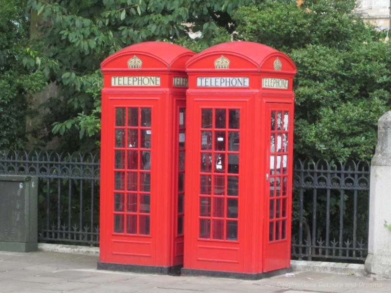 Classic red phone booths in London