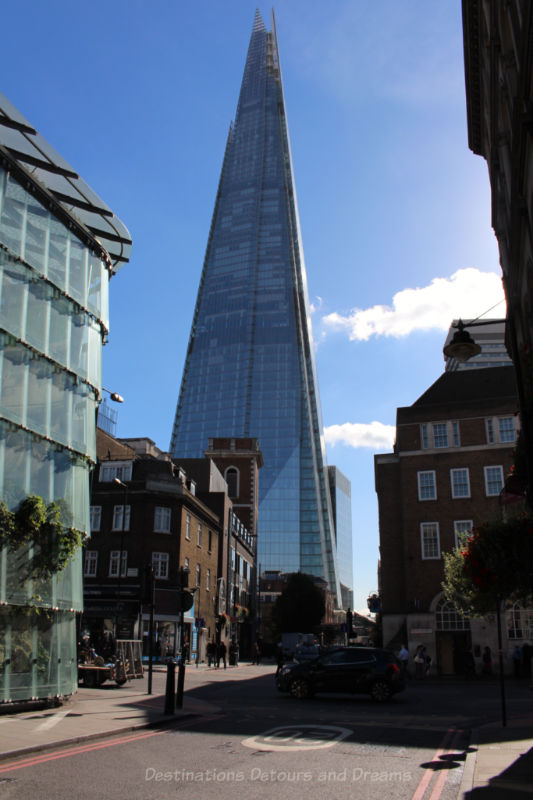 The Shard, a 95-story glass pyramid-shaped skyscraper in London, England