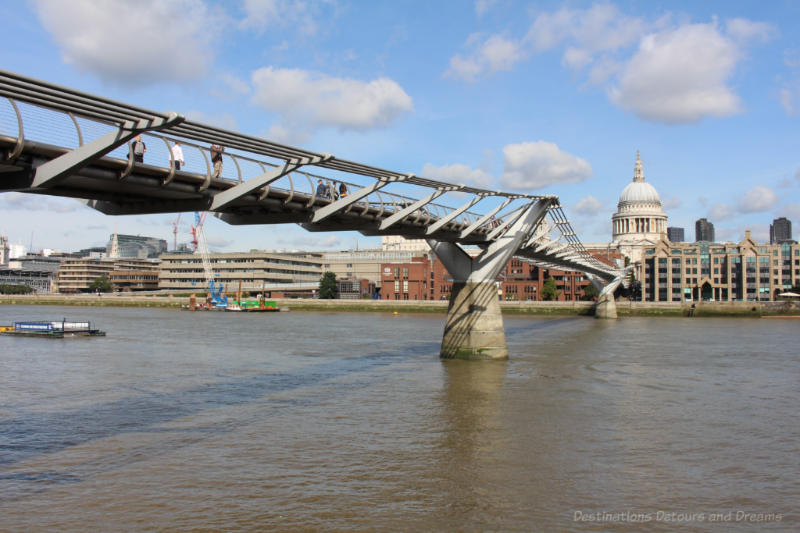 Images of London - pedestrian Millennium Bridge with dome of St. Paul's Cathedral in the background