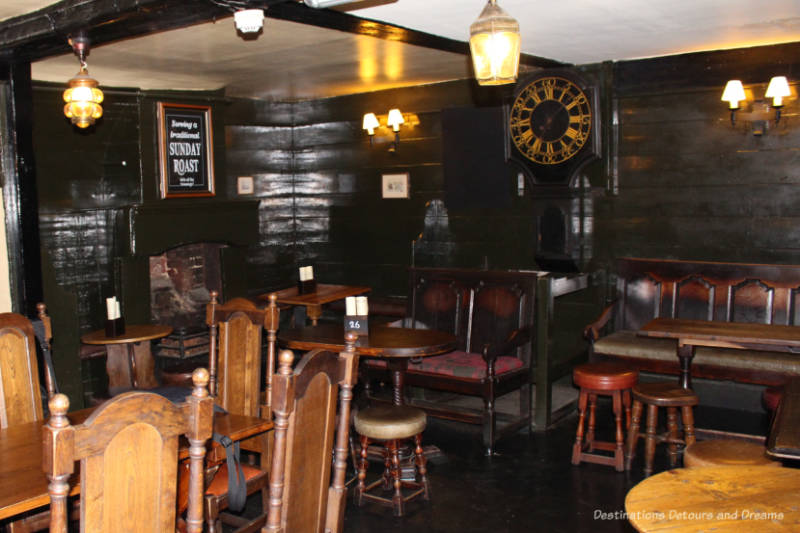 Inside an historic pub in London