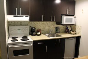 Kitchen facilities at Gage apartments at University of British Columbia, an affordable option to hotels in Vancouver