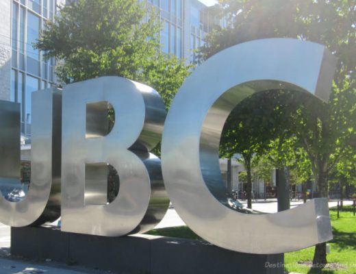 UBC sign of silver letters at University of British Columbia