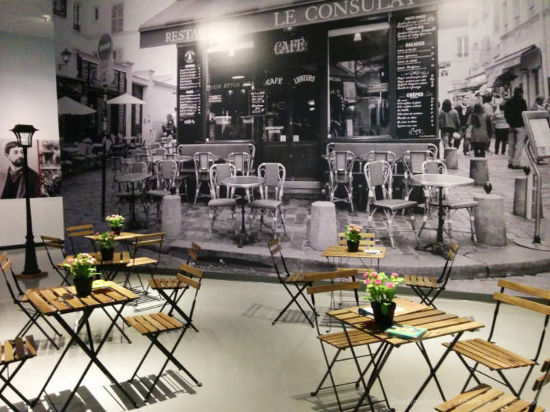 The recreation of a Paris sidewalk café to complement two concurrent exhibitions at the Winnipeg Art Gallery featuring French art