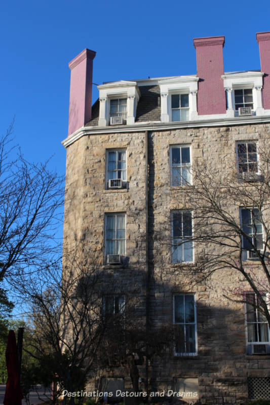 Purple chimneys of Crescent Hotel